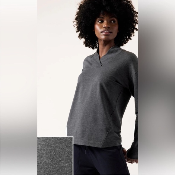 Athleta Clarity V Neck  Shawl Collar Oversized Sweatshirt Size M - Picture 10 of 12